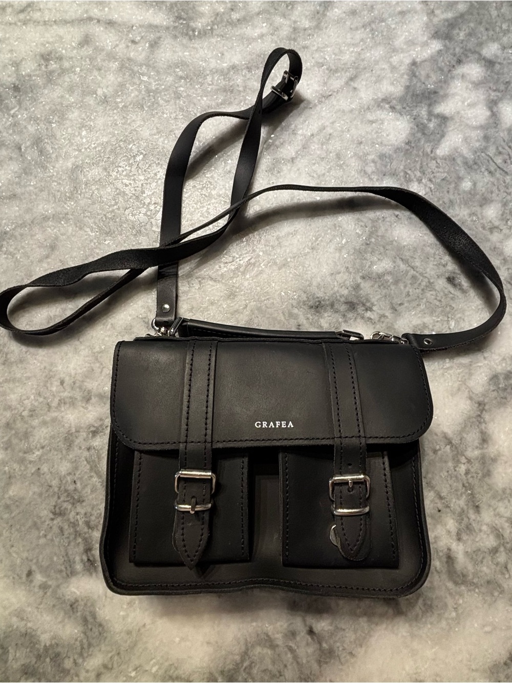 black leather crossbody 🖤